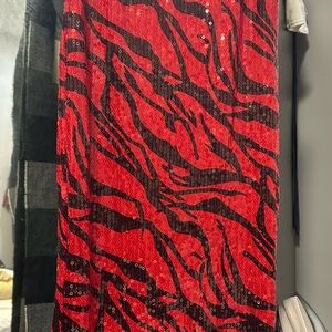 New York & Company Red and Black Sequin Skirt